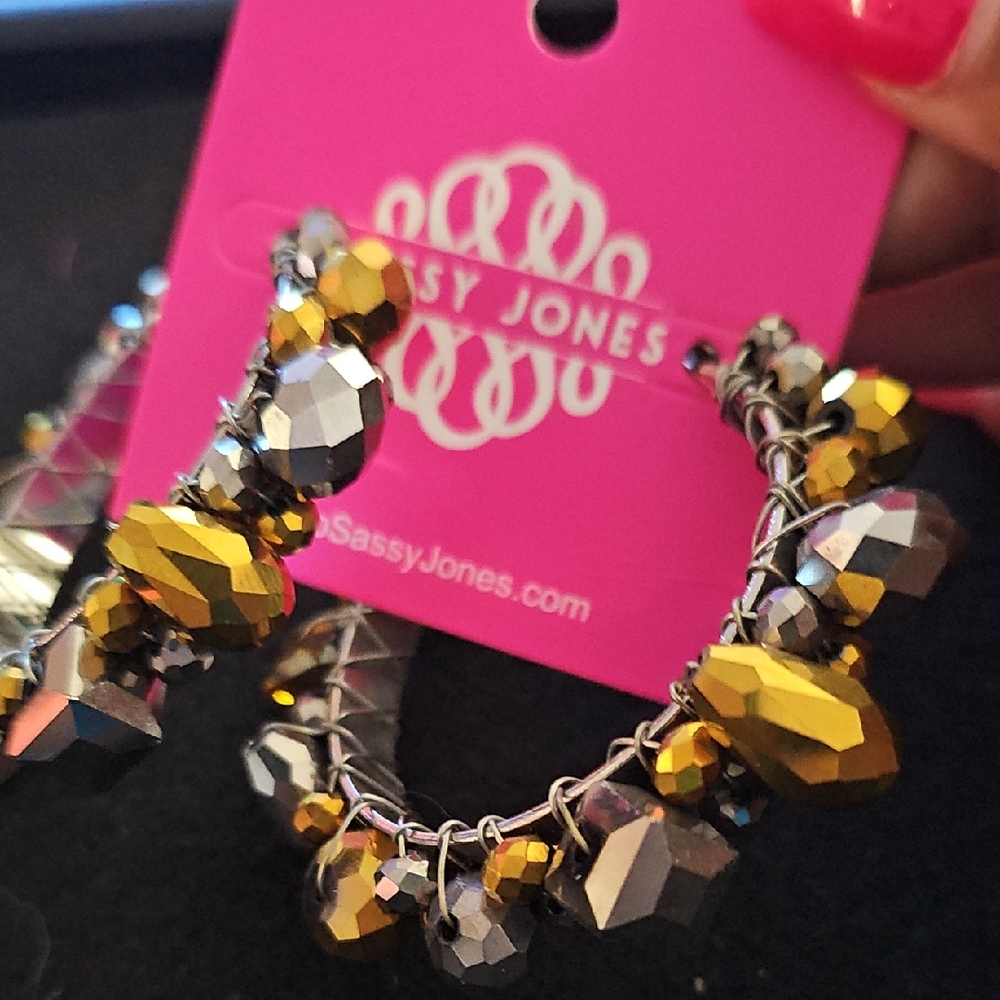 Sassy Jones Vintage Gold and Black Beaded Earrings